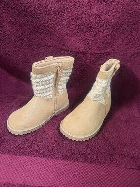Self Esteem Girls Tan Knit Accent Boots